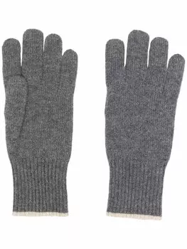 Brunello Cucinelli кашемировые перчатки в рубчик, серый