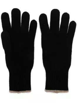 Brunello Cucinelli кашемировые перчатки вязки интарсия, черный