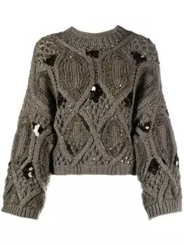 Brunello Cucinelli кашемировый джемпер рыхлой вязки, зеленый