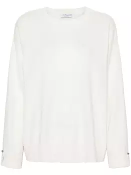 Brunello Cucinelli кашемировый джемпер с декором Monili, нейтральный цвет