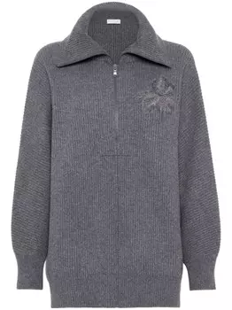 Brunello Cucinelli кашемировый джемпер с декором Monili, серый
