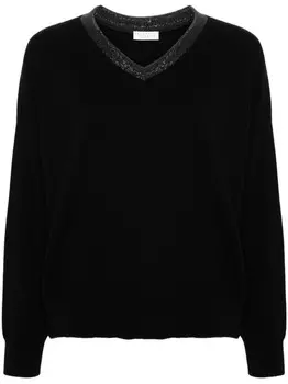 Brunello Cucinelli кашемировый джемпер с декором Monili, черный