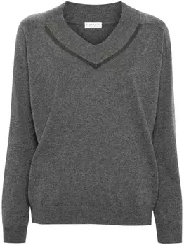Brunello Cucinelli кашемировый джемпер с декором Monili, серый