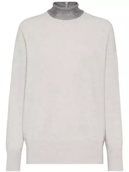 Brunello Cucinelli кашемировый джемпер с декором Monili, белый
