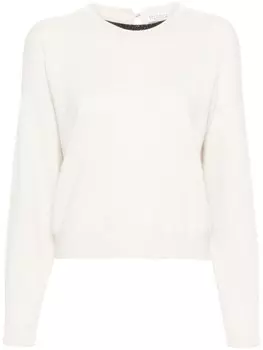 Brunello Cucinelli кашемировый джемпер с декором Monili, нейтральный цвет