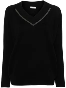 Brunello Cucinelli кашемировый джемпер с декором Monili, черный
