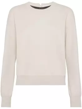 Brunello Cucinelli кашемировый джемпер с круглым вырезом, нейтральный цвет