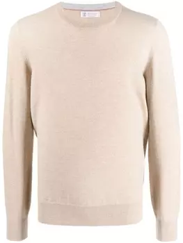 Brunello Cucinelli кашемировый джемпер с круглым вырезом, нейтральный цвет