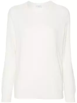 Brunello Cucinelli кашемировый джемпер с круглым вырезом, белый