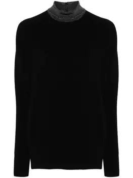 Brunello Cucinelli кашемировый джемпер с отделкой Монили, черный