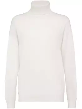 Brunello Cucinelli кашемировый джемпер с воротником-стойкой, белый