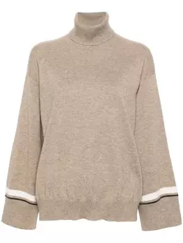Brunello Cucinelli кашемировый джемпер с высоким воротником, нейтральный цвет