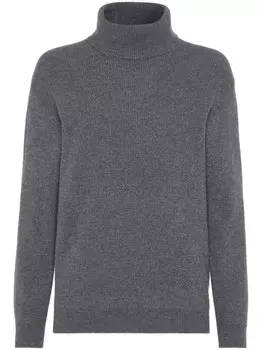 Brunello Cucinelli кашемировый джемпер с высоким воротником, серый