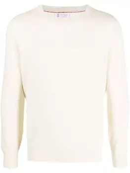 Brunello Cucinelli кашемировый джемпер в рубчик, нейтральный цвет