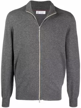 Brunello Cucinelli кашемировый кардиган на молнии, серый