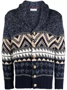 Brunello Cucinelli кашемировый кардиган с узором, синий