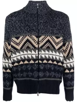 Brunello Cucinelli кашемировый кардиган вязки интарсия, синий