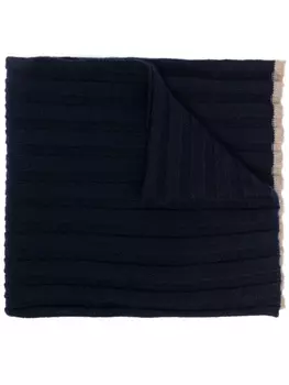 Brunello Cucinelli кашемировый шарф в рубчик, синий