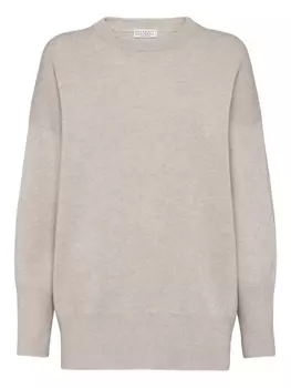 Brunello Cucinelli кашемировый свитер с декором Monili, нейтральный