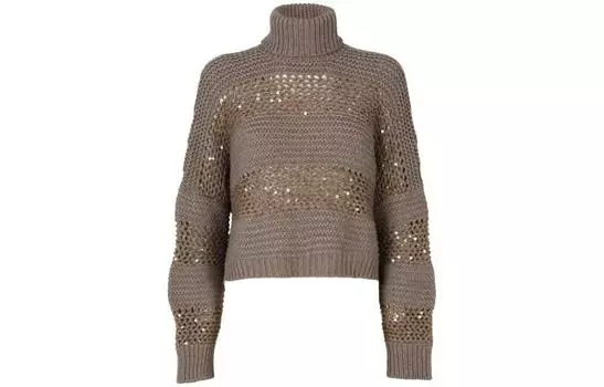 Brunello Cucinelli Кашемировый свитер женский коричневый