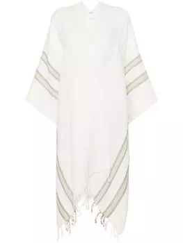 Brunello Cucinelli кейп с бахромой, белый