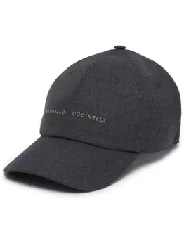 Brunello Cucinelli кепка из вирджинской шерсти с вышитым логотипом, серый