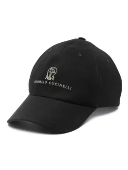 Brunello Cucinelli кепка с вышитым логотипом, черный