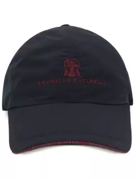 Brunello Cucinelli кепка с вышитым логотипом, синий