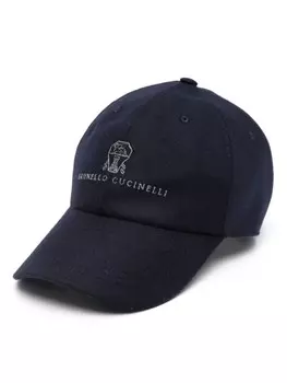 Brunello Cucinelli кепка с вышитым логотипом, синий