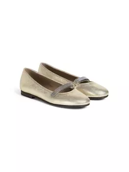 Brunello Cucinelli Kids балетки Monili, золотистый