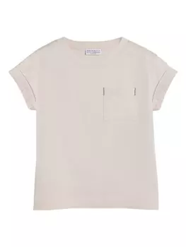 Brunello Cucinelli Kids базовая футболка, розовый