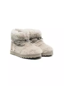 Brunello Cucinelli Kids ботинки с меховой отделкой, серый