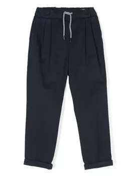 Brunello Cucinelli Kids брюки чинос с завязками, синий