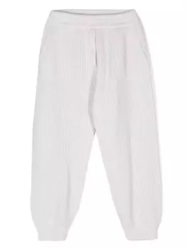 Brunello Cucinelli Kids брюки с металлическими нитями, нейтральный цвет