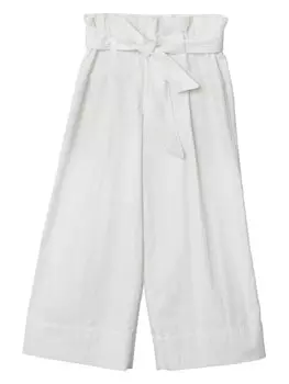 Brunello Cucinelli Kids брюки с завышенной талией и поясом, белый