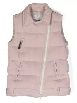 Brunello Cucinelli Kids дутый жилет на молнии, розовый