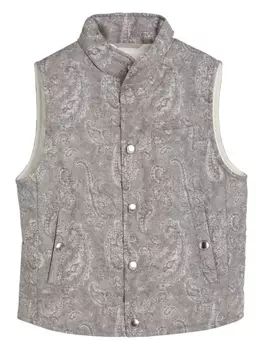 Brunello Cucinelli Kids дутый жилет с принтом пейсли, серый