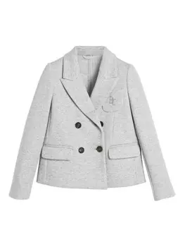 Brunello Cucinelli Kids двубортный пиджак с вышивкой Monili, серый