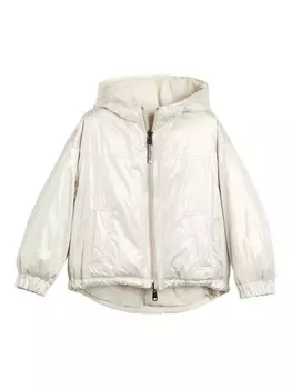 Brunello Cucinelli Kids двусторонняя утепленная куртка-пуховик, нейтральный цвет