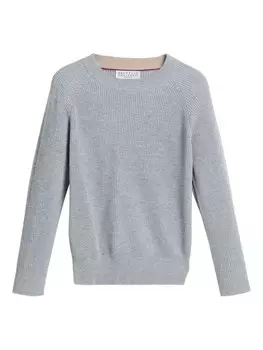 Brunello Cucinelli Kids джемпер из хлопчатобумажной пряжи в рубчик, серый