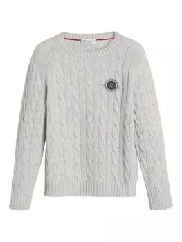 Brunello Cucinelli Kids джемпер из кашемира с нашивкой-логотипом, белый