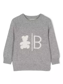 Brunello Cucinelli Kids джемпер из кашемира с интарсией, серый