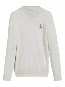 Brunello Cucinelli Kids джемпер из смеси вирджинской шерсти и кашемира, белый