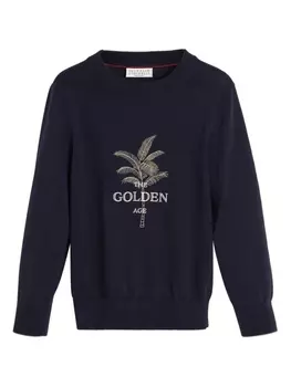 Brunello Cucinelli Kids джемпер с графичным принтом, синий