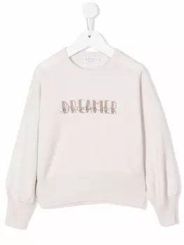 Brunello Cucinelli Kids джемпер с надписью Dreamer, белый