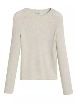 Brunello Cucinelli Kids джемпер с ребристой вязкой, нейтральный цвет