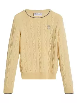 Brunello Cucinelli Kids джемпер с вышивкой Monili, желтый