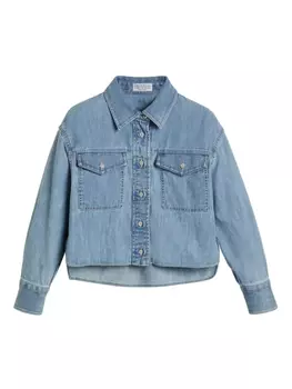 Brunello Cucinelli Kids джинсовая рубашка, синий