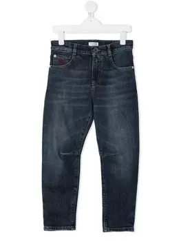 Brunello Cucinelli Kids джинсы из вареного денима, синий