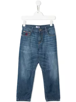 Brunello Cucinelli Kids джинсы с эффектом потертости, синий